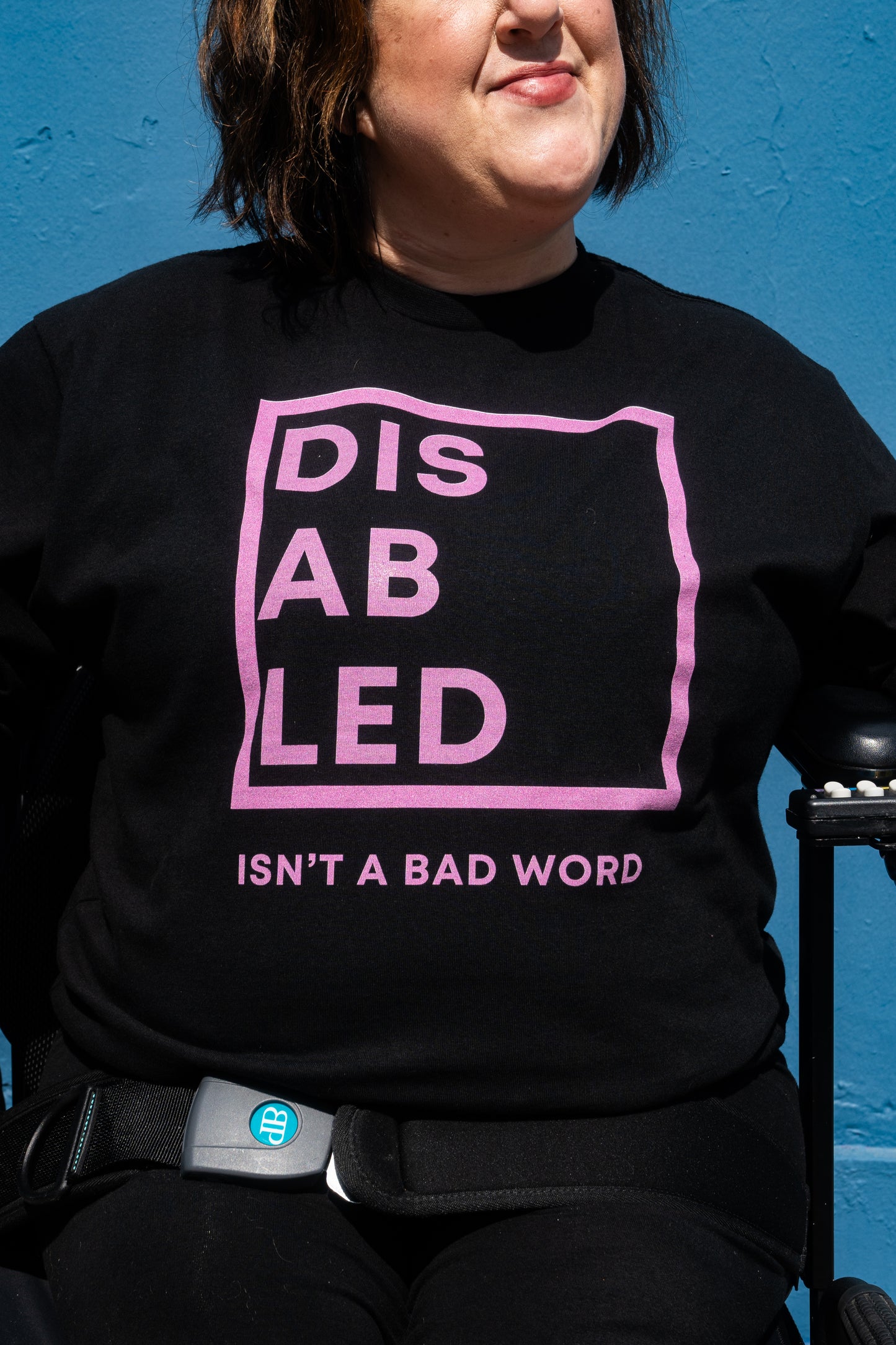 Unisex Long Sleeve Disabled Isn't a bad word -pink logo
