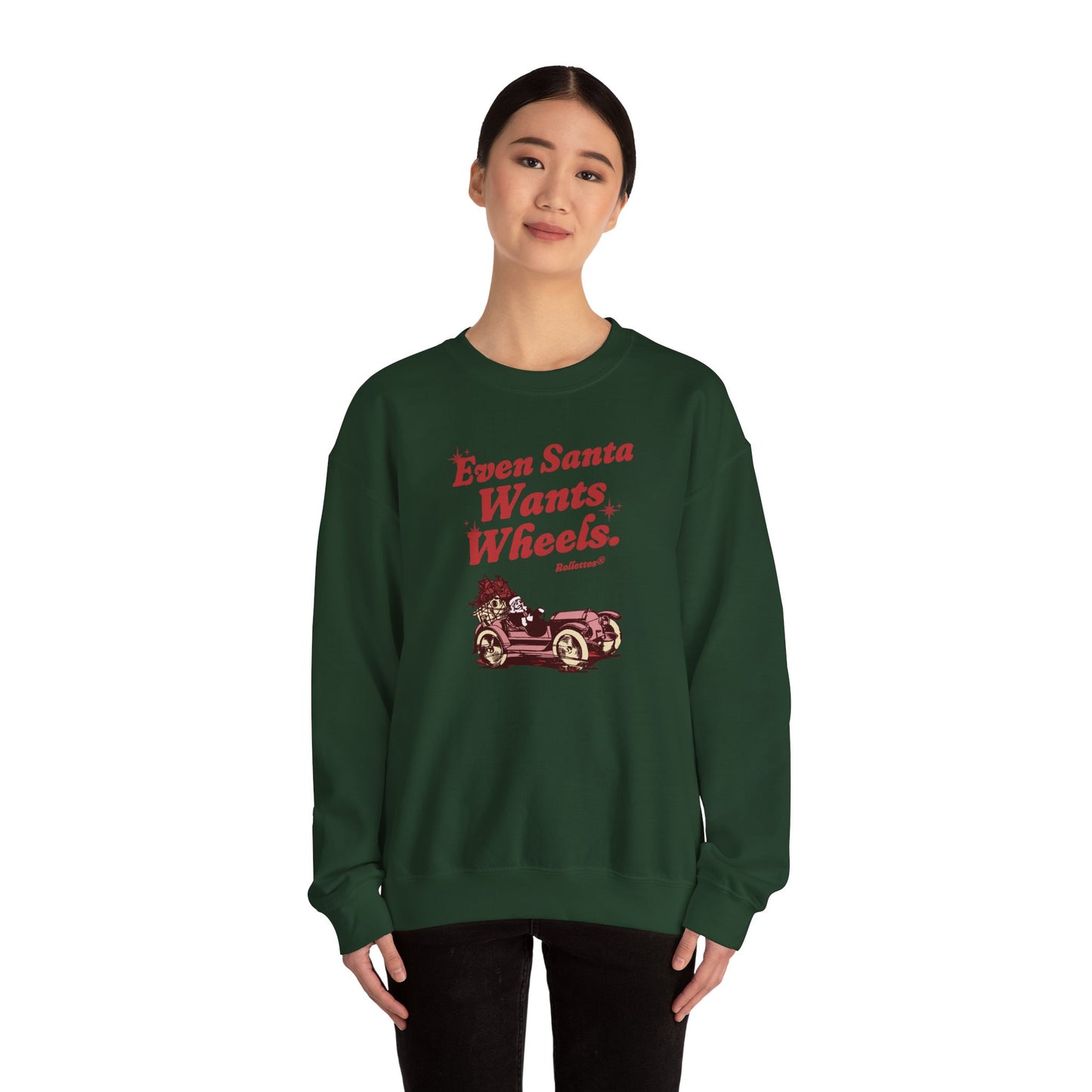 Even Santa Wants Wheels Christmas Crewneck Sweatshirt