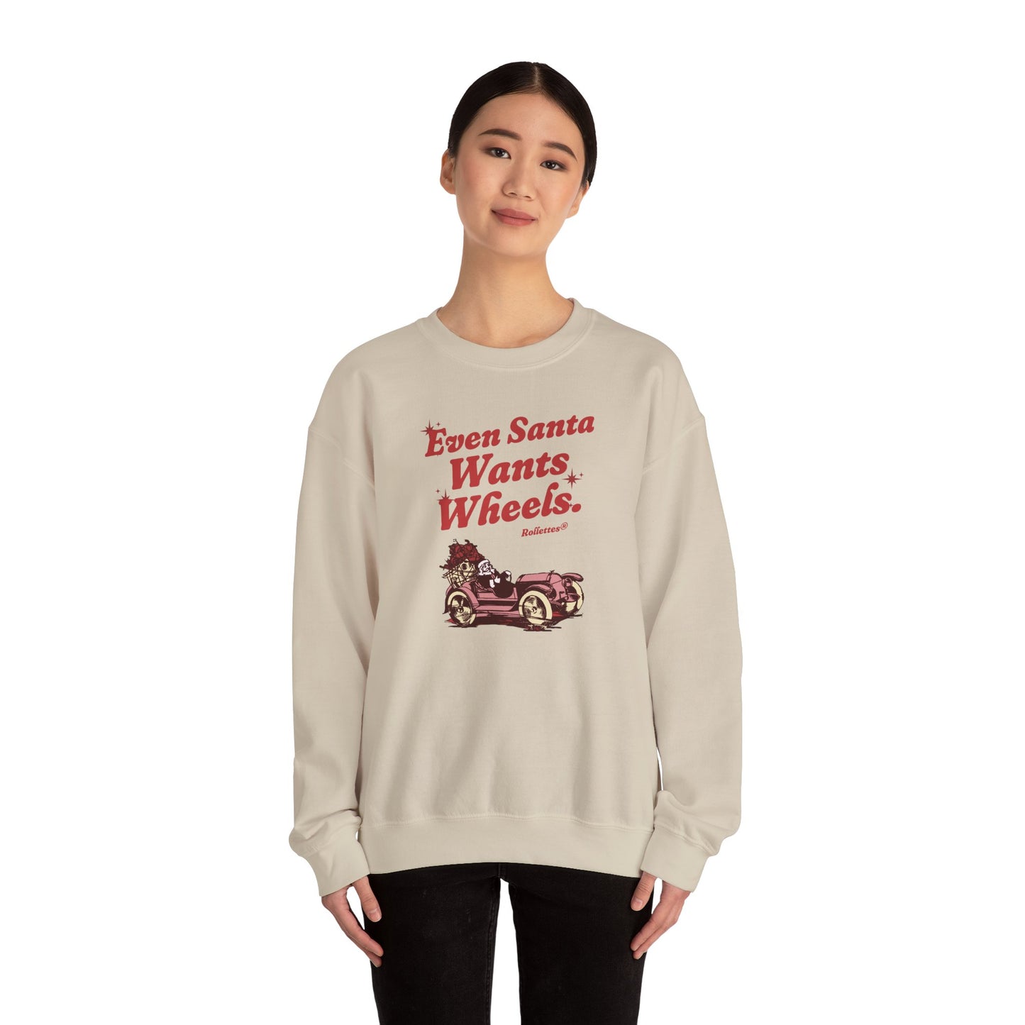 Even Santa Wants Wheels Christmas Crewneck Sweatshirt