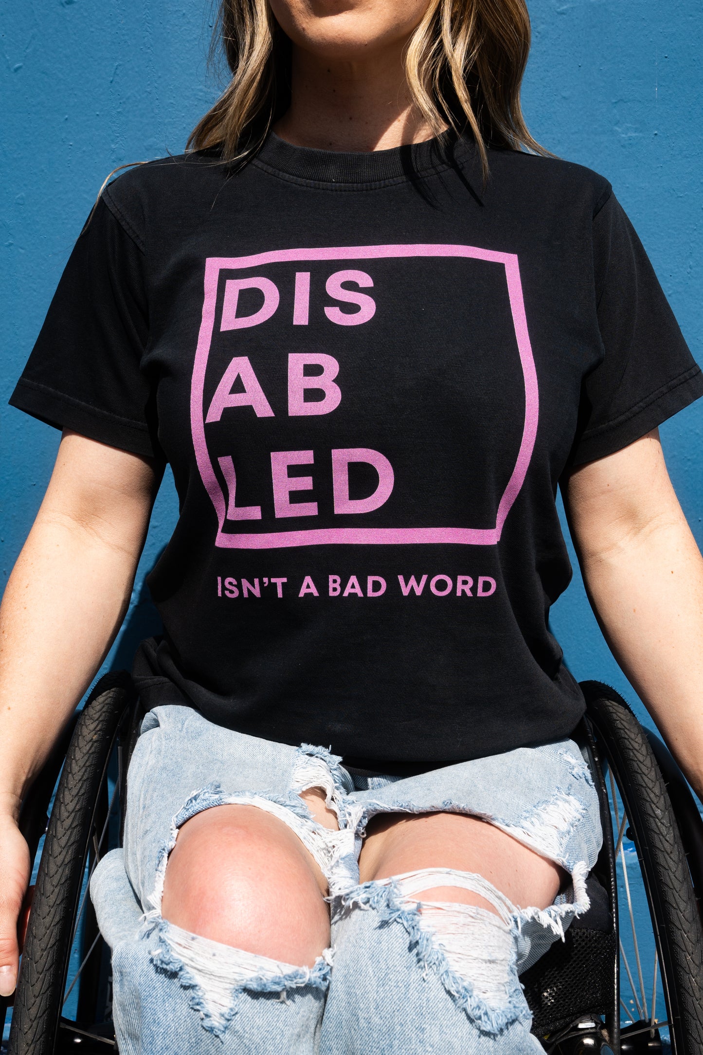 Unisex Short Sleeve Disabled Isn't a Bad Word-Fuscia